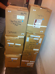 Boxes containing archived material from TNG Season 3