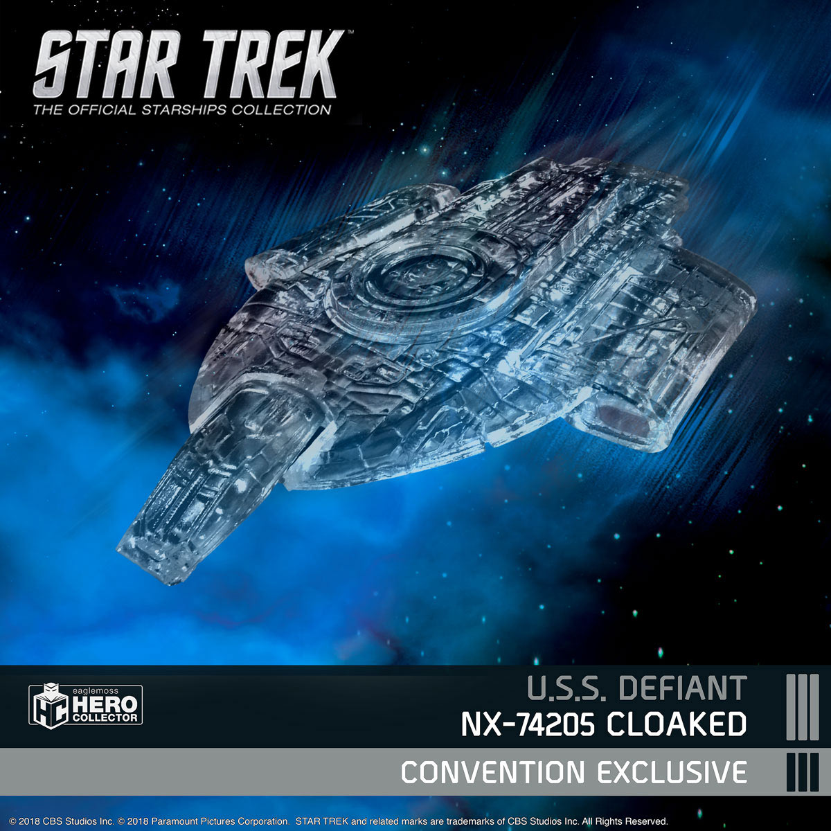 NEW 2019 NYCC Star Trek DS9 NX-74205 Cloaked U.S.S Defiant Eaglemoss Exclusive 