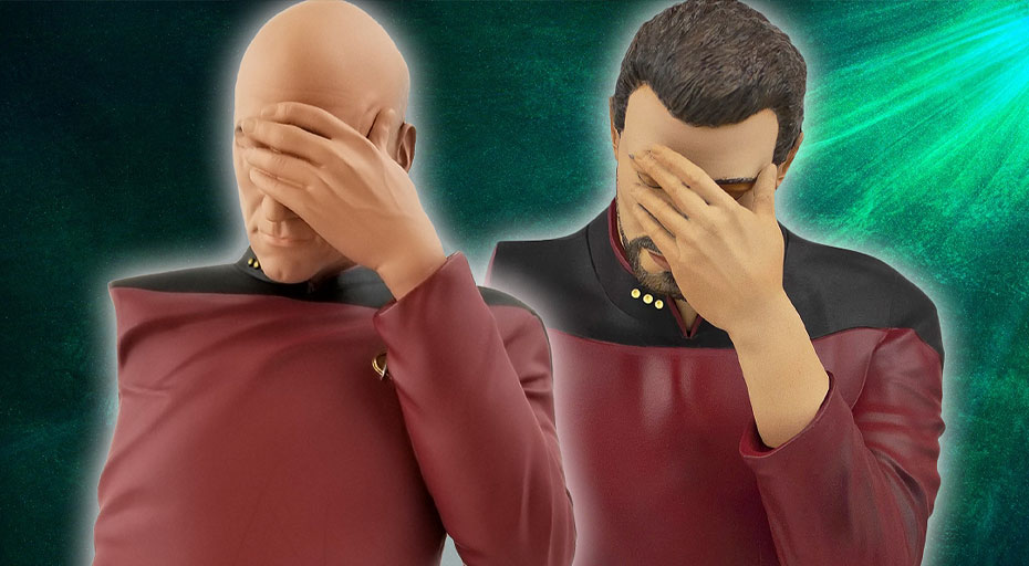 Icon Heroes Doubles The Meme With Two Star Trek Tng Facepalm Busts For San Diego Comic Con Home Trekcore Com
