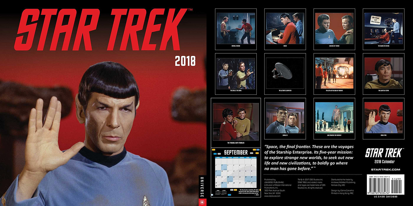 A Collection of New STAR TREK Calendars Debut for 2018 •