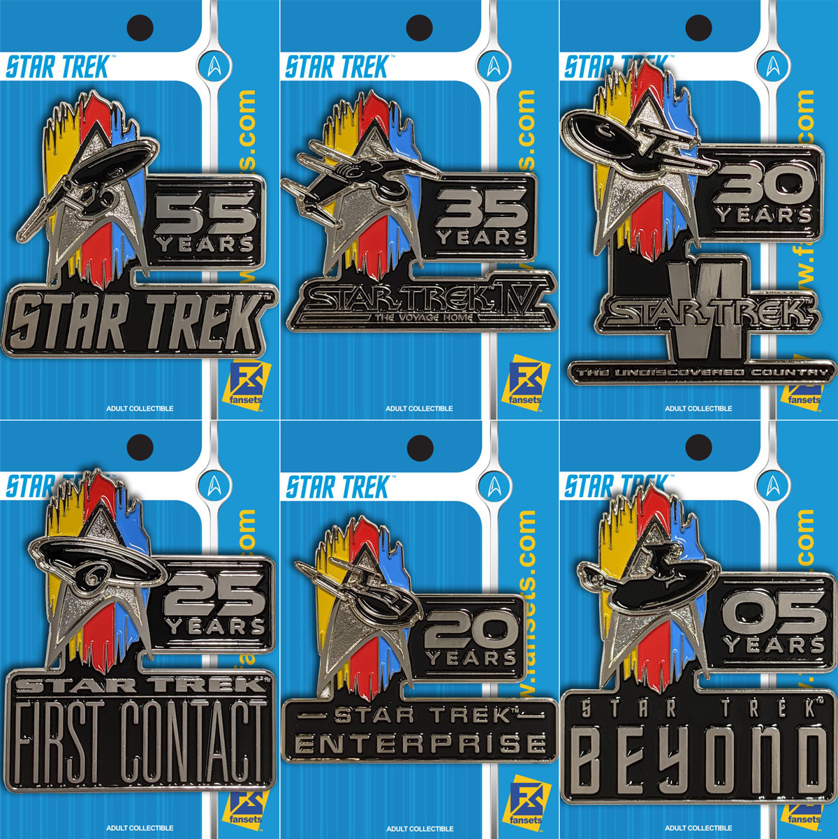 TRK-Set-02 Star Trek 25th Anniversary Cloisonne Pin Set of 4 in Plastic Box 